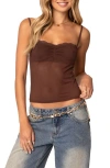 Edikted Elina Sheer Mesh Bra Top In Brown