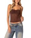 Edikted Elina Sheer Mesh Bra Top In Brown