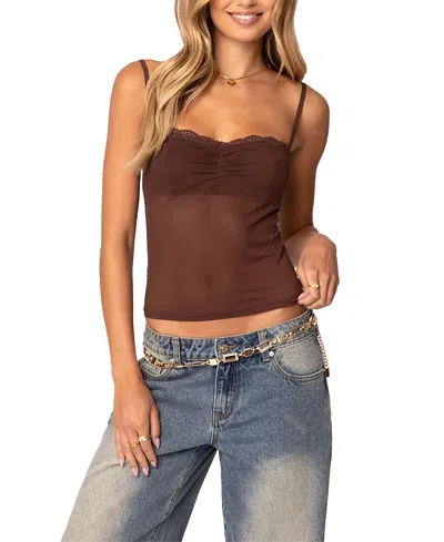 EDIKTED ELINA SHEER MESH BRA TOP