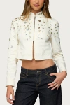Edikted Elira Iridescent Button Crop Jacket In White