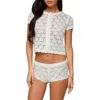 Edikted Elisa Short Sleeve Open Knit Crop Cardigan