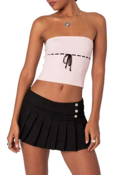 Edikted Elsie Knitted Tie Tube Top In Pink