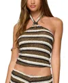 Edikted Elita Striped Textured Knit Halter Top In Multi