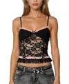 Edikted Ellen Sheer Lace Crop Camisole In Black