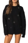 Edikted Ellia Grommet Oversize Sweater In Black