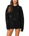 Edikted Ellia Grommet Oversize Sweater In Black