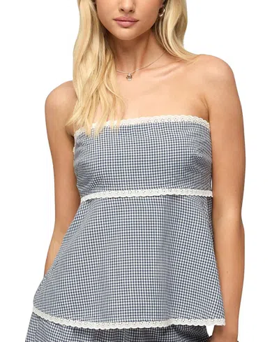 Edikted Ellie Lacey Ginghman Strapless Top In Multi