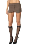Edikted Ellis Buttoned Up Mini Skort In Brown