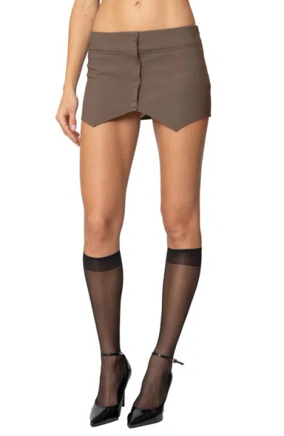Edikted Ellis Buttoned Up Mini Skort In Brown