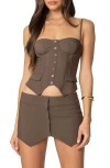 Edikted Ellis Waistcoat Corset Top In Brown