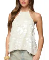 Edikted Ellorie Backless Sequin Halter Top In Neutral
