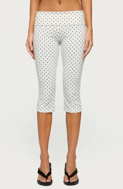 Edikted Eloisa Polka Dot Foldover Capri Pants In Multi