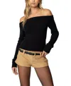 Edikted Elona Off The Shoulder Long Sleeve Knit Top In Black