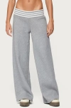 Edikted Eloura Stripe Waist Low Rise Sweatpants In Gray