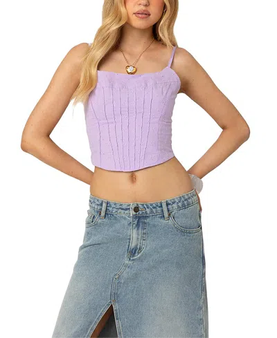 Edikted Elowen Eyelet Corset In Lilac