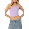 Edikted Elowen Eyelet Lace-up Corset Camisole In Purple