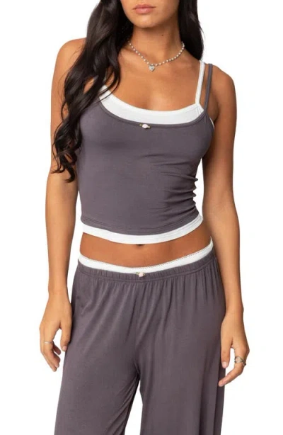 Edikted Elsa Layered Tank Top In Gray