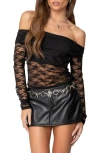 Edikted Elysia Mixed Media Off The Shoulder Top In Black