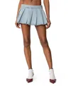 Edikted Elyssa Pleated Denim Mini Skort In Light Blue