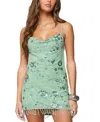 Edikted Embellished Fringed Backless Mini Dress In Green