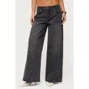 Edikted Embellished Low Rise Wide Leg Jeans In Black
