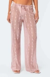 EDIKTED EMBOIDERED SHEER COTTON BLEND LACE DRAWSTRING COVER-UP PANTS