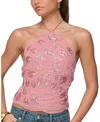 Edikted Beaded Sequin Open Back Halter Top In Pink