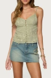 Edikted Embroidered Button Up Tank Top In Green