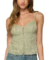 Edikted Embroidered Button Up Tank Top In Green