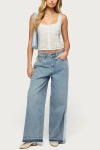 Edikted Embroidered Cotton Button Up Top In White, Women's At Urban Outfitters