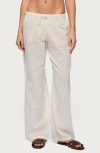 Edikted Embroidered Cotton Drawstring Pants In White