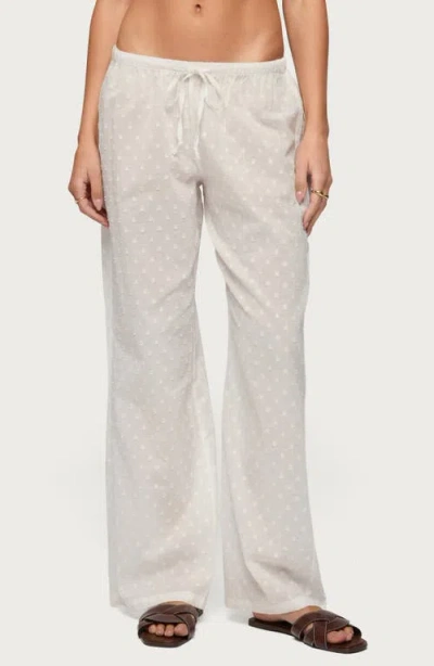 Edikted Embroidered Cotton Drawstring Pants In White