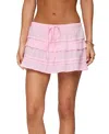 Edikted Embroidered Cotton Ruffle Mini Skirt