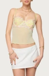 Edikted Embroidered Cutout Bustier Camisole In Yellow