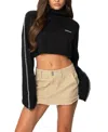 Edikted Blanket Stitch Accent Crop Turtleneck Sweater In Black