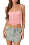 Edikted Embroidered Floral Cutout Lace Crop Top In Pink