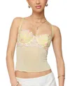 Edikted Embroidered Cutout Bustier Camisole In Yellow