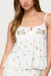 Edikted Embroidered Layered Mesh Babydoll Top In White