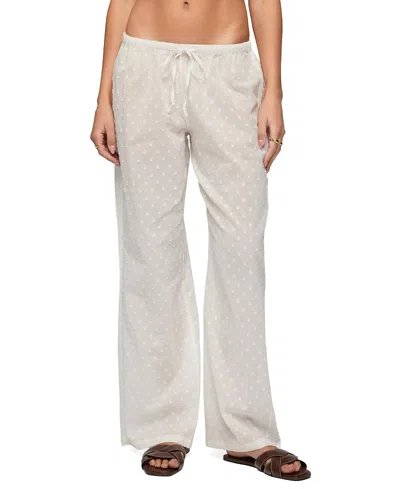 Edikted Embroidered Polka Dot Sheer Cotton Pants In Neutral