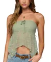 Edikted Embroidered Sheer Strapless Top In Green
