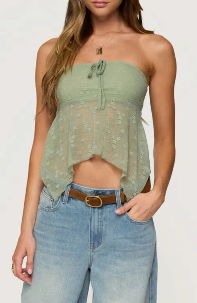 EDIKTED EDIKTED EMBROIDERED SHEER STRAPLESS TOP