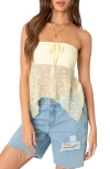 Edikted Embroidered Sheer Strapless Top In Yellow