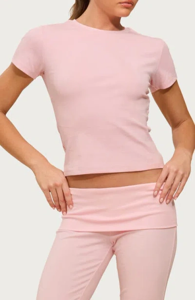 Edikted Emelia Fitted Stretch Cotton T-shirt In Pink