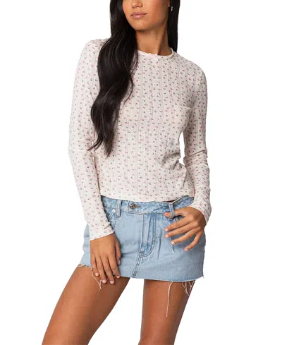 EDIKTED EMERY PRINTED POINTELLE TOP