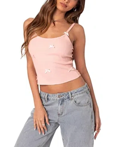 Edikted Emilia Ribbed Bow Tank Top In Pink