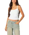 Shop Edikted Emilia Ribbed Bow Tank Top In White