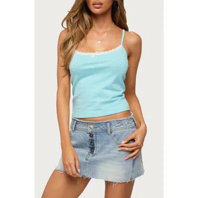 Edikted Emmaline Stripe Lace Trim Camisole In Blue