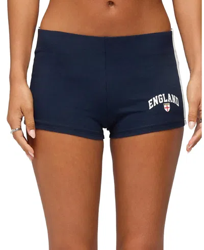 Edikted England Girl Micro Shorts In Blue