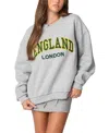 Edikted England Embroidered Fleece Sweatshirt In Gray Melange