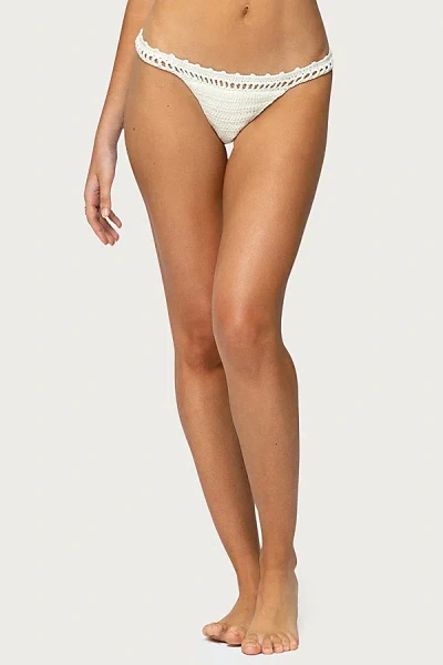 EDIKTED ENZO CROCHET BIKINI BOTTOM IN WHITE, WOMEN'S AT URBAN OUTFITTERS